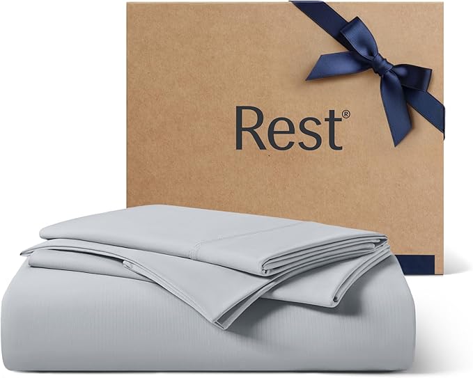 REST® Evercool®+ Starter Sheet Set, Full, Light Gray, Breathable Bed Sheet for Hot Sleeper and Night Sweats, with Pillowcases, Ionic+ Self-Cleaning Silver Yarn for Sensitive Skin, 3PCS No Flat Sheet