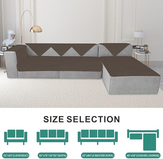 Foxdecor Couch Cover Sofa Covers Washable, Dog Bed Cover Couch Covers for 3 Cushion Couch Sofa Pet Friendly, Dog Couch Cover Furniture Covers for Pets.(Chocolate 32x53 inch)