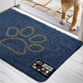 GORILLA GRIP SOAKSTOPPER Dog Door Mat, Machine Washable Rug Absorbent Doormat Captures Moisture Mud Dirt, Quick Dry Soft Chenille Entryway Rugs Indoor Entrance Mats for Dog Paws, 24x17 Navy