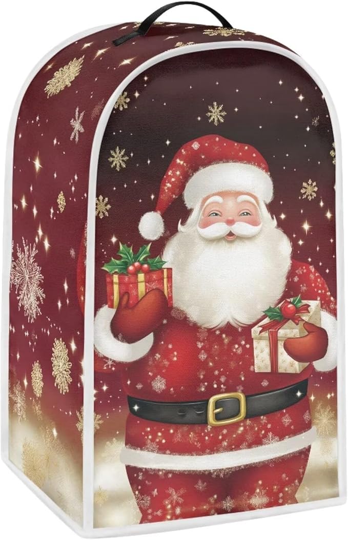 Santa Claus Blender Cover for Kitchen Resistance Food Processor Dust Cover with Handle Easy Clean Coffee Machine Dust Protector Covers for Kitchen Countertop Christmas Decor