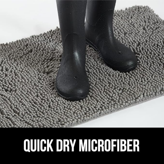 GORILLA GRIP SOAKSTOPPER Dog Door Mat, 30x20 Machine Washable Rug Absorbent Doormat Captures Moisture Mud Dirt, Quick Dry Soft Chenille Entryway Rugs Indoor Entrance Mats for Dog Paws, Gray