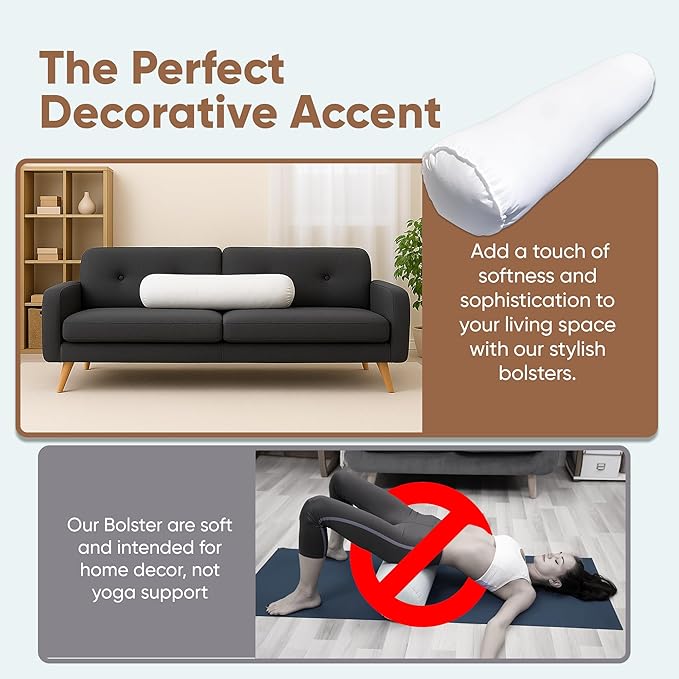 Pillowflex Bolster Pillow (8x26) - Round Roll Pillow Bolster Insert, Plush Polyester-Filled Insert for Decorative Shams, Odorless, Lint and Dust-Free Polyester Filling, No Lumps - (White)