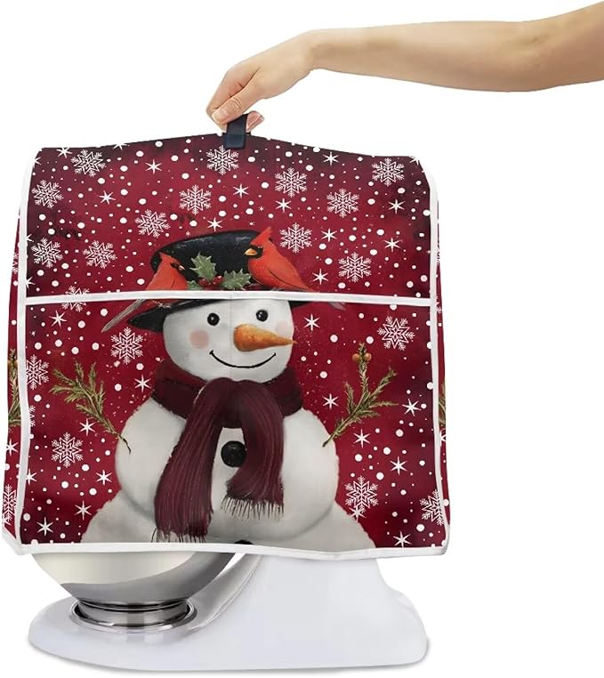 Christmas Mixer Cover for Kitchen Aid 6-8 Qt Mixer, Snowman Small Appliance Dust Covers Universal for Air Fryers, Coffee Makers, Kitchen Decor Gift for Christmas