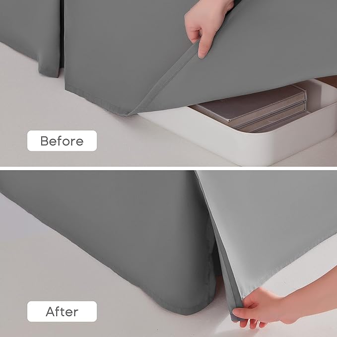 SONIVE Twin Bed Skirt,15" Drop Pleated Dust Ruffle,Classic Tailored Easy Fit Brushed Microfiber Skirts Hotel Quality Shrinkage & Fade Resistant Grey