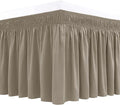 Biscaynebay Wrap Around Bed Skirts for King & Cal King Beds 15" Drop, Taupe Adjustable Elastic Dust Ruffles Easy Fit Wrinkle & Fade Resistant Silky Luxurious Fabric Machine Washable