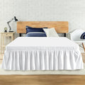 Twin Bed Skirt, Elastic Wrap Around Bed Skirt Twin Size, Bed Skirts for Adjustable Bed, Easy Fit with 18" Drop Length Tailored Drop Dust Ruffle (White)