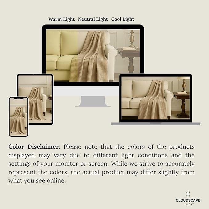 Cloud Scape Linen Oversized 4 Layer Muslin Blanket Twin Size - 100% Cotton, Lightweight & Breathable All Season Gauze, Pre-Washed, for Bed, Couch, fits Twin XL Bed,68x92, Beige Fog