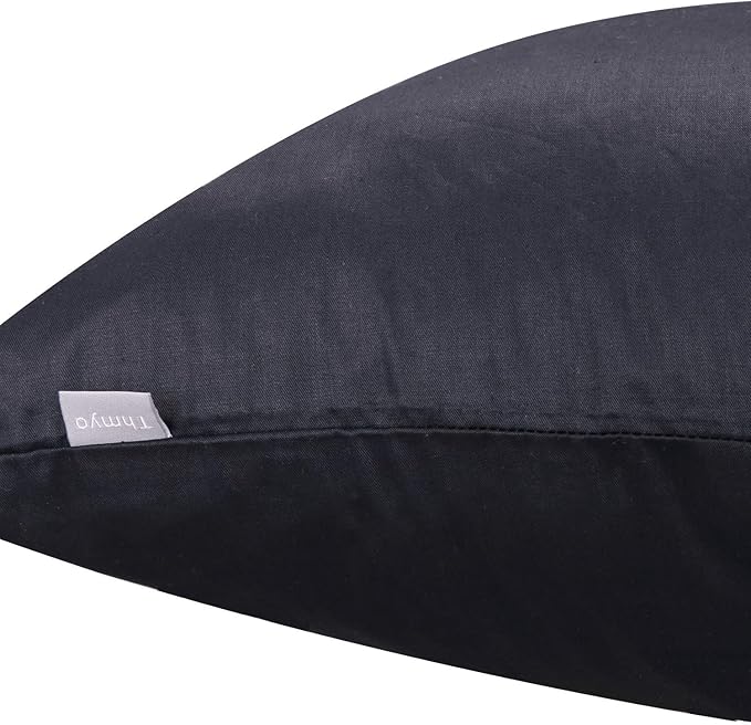 Thmyo 4-Pack 100% Cotton Comfortable Solid Decorative Throw Pillow Case Square Cushion Cover Pillowcase Sublimation Blank Pillow Covers Christmas DIY Throw Pillowcase for Sofa(18x18inch/45x45cm,Black)
