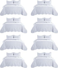 IR Imperial Rooms 8 Pack California King Quilt Bedding Set (118"x106") - Bulk Wholesale for Hotels, Guest Bedroom & Airbnbs - Lightweight Microfiber Reversible Embossed Quilts Bedspread (White)