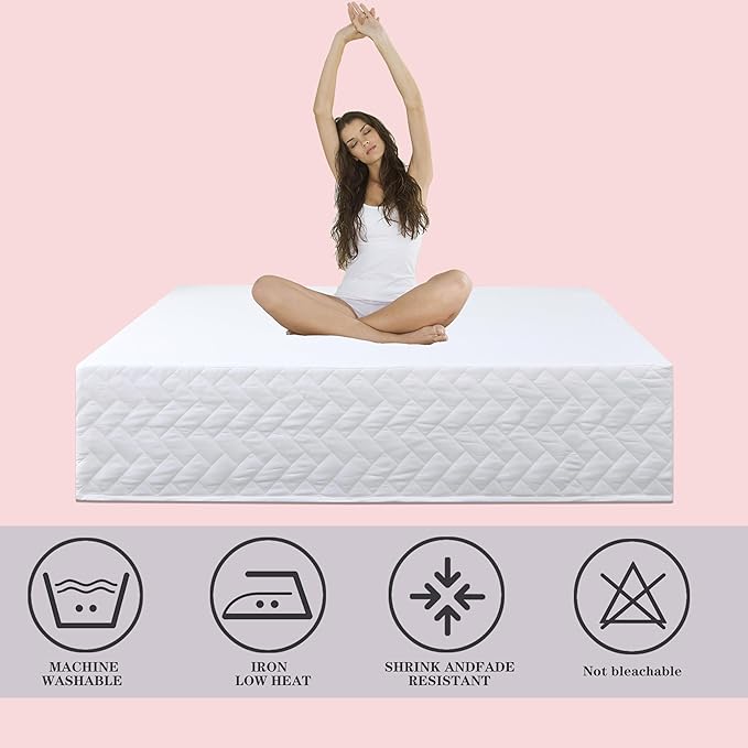 Queen Bed Skirt-Box Spring Cover with 14 Inch Tailored Drop,Wrinkle and Fade Resistant Hotel Wrap Around Bed Skirts,Bed Frame Cover (Checkered White, Queen)