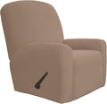 Easy-Going 4 Pieces Oversized Recliner Stretch Sofa Slipcover Sofa Cover Furniture Protector Couch Soft with Elastic Bottom Polyester Spandex Jacquard Fabric Small Checks Camel,X-Large