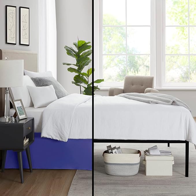Nestl Royal Blue Full XL Bed Skirt - Full XL Size Bed Skirt 14 Inch Drop - Brushed Microfiber Bed Skirts - Hotel Quality Pleated Bed Skirt - Shrinkage & Fade Resistant