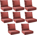 Outdoor Cushion Set for Furniture Patio Furniture, UV Resistant, Water Resistant - 6 Inch Thick Foam Garden Cushions – 22x24 Inch Patio Seat Covers for Chair/Sofa/Couch | Red | 8-Pack |