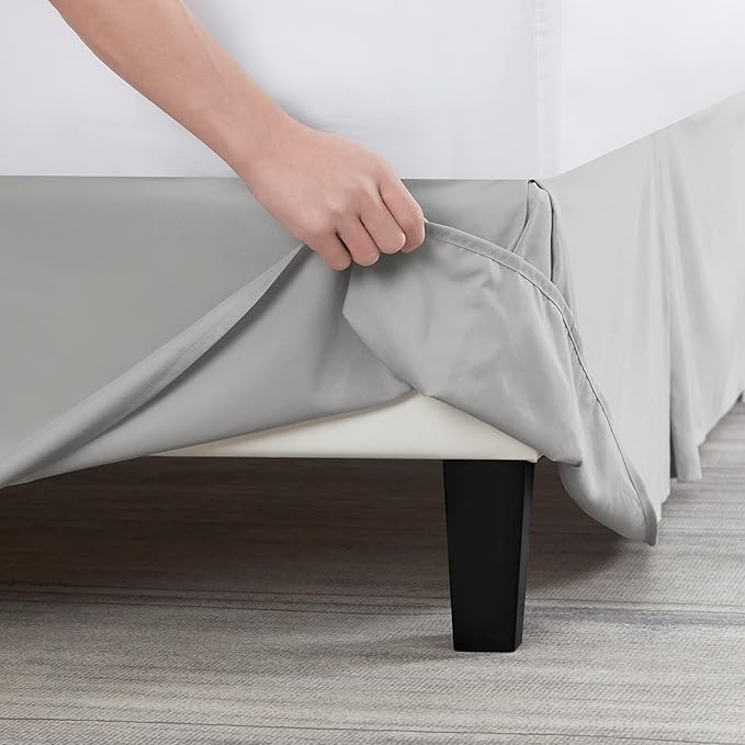 Nestl Silver Twin XL Bed Skirt - Twin XL Size Bed Skirt 14 Inch Drop - Brushed Microfiber Bed Skirts - Hotel Quality Pleated Bed Skirt - Shrinkage & Fade Resistant