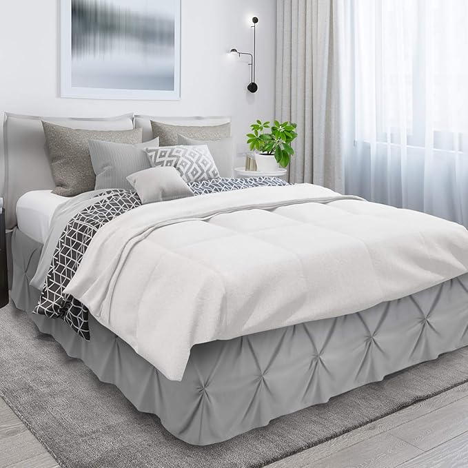 Nestl Premium Microfiber Bedskirt - Twin Size, Pinch Pleat, 14" Drop, Hotel Quality, Light Grey