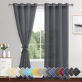 XWZO Dark Grey Sheer Curtains 95 Inches Length, Light Filtering, Airy & Breathable Grommet Small Window Curtains & Drapes for Bedroom, Living Room, Office, Nursery, W52 x L95, Set of 2 Panels
