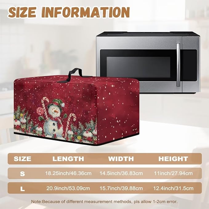 Microwave Oven Dust Cover, Christmas Snowman Heat-Resistant Waterproof Microwave Oven Grill Cover Protector Polyester Washable Dust Covers Case Protections for Microwaves Ovens