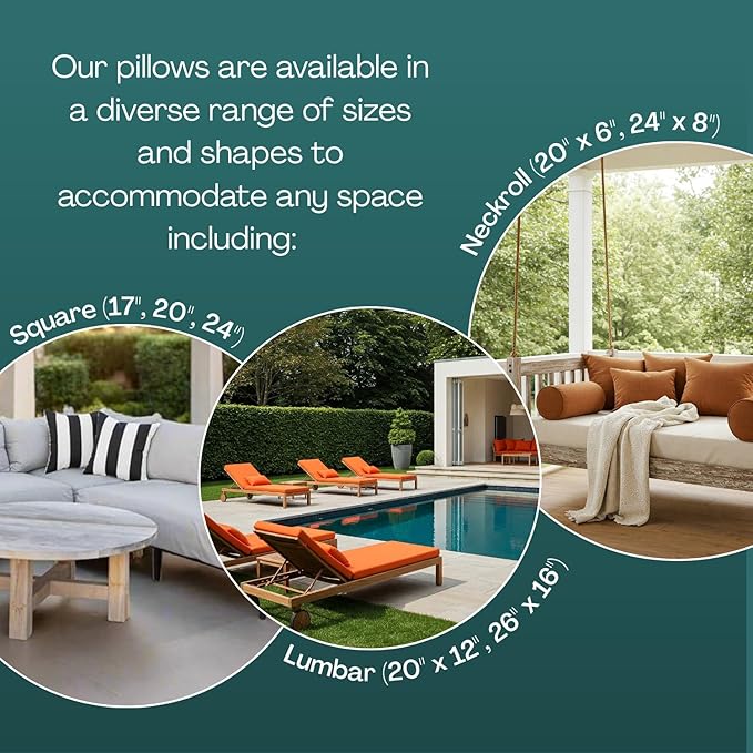 RSH DECOR: Square Throw Pillows Set of 2 | 17” x 17” | All-Weather Spun Fabric | Water and Fade-Resistant | Outdoor Accent Pillows for Patio Furniture | Coral & White Stripe