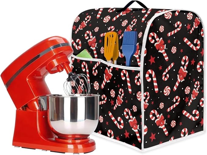 Christmas Mixer Cover Compatible for 4.5-5 Quart Kitchen Mixer Decorative Kitchen Appliance Dust Cover with Top Handle and Accessories Pocket Christmas Decoration