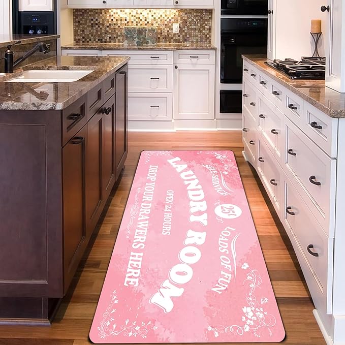 Zoke Laundry Room Rug Runner Stylish Non-Slip Laundry Room Mat 20"x59", Versatile, Waterproof Runner for Laundry, Kitchen, and Bathroom, Mudroom Decor and Farmhouse Charm