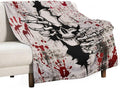 Horror Skull Throw Blanket, Halloween Day of The Dead Vintage Gothic Scary Blood Hand Soft Warm Fleece Blanket for Bed Couch Living Room All Season, 60"x80"