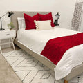 Bed Runner Set - 100% Pure Cotton 800 Thread Count - Luxury 1 Pinch Pleated Bed Runner and 2 Pillow Cover - 3 Piece Pinch Pleated Bed Runner Set Queen, Red