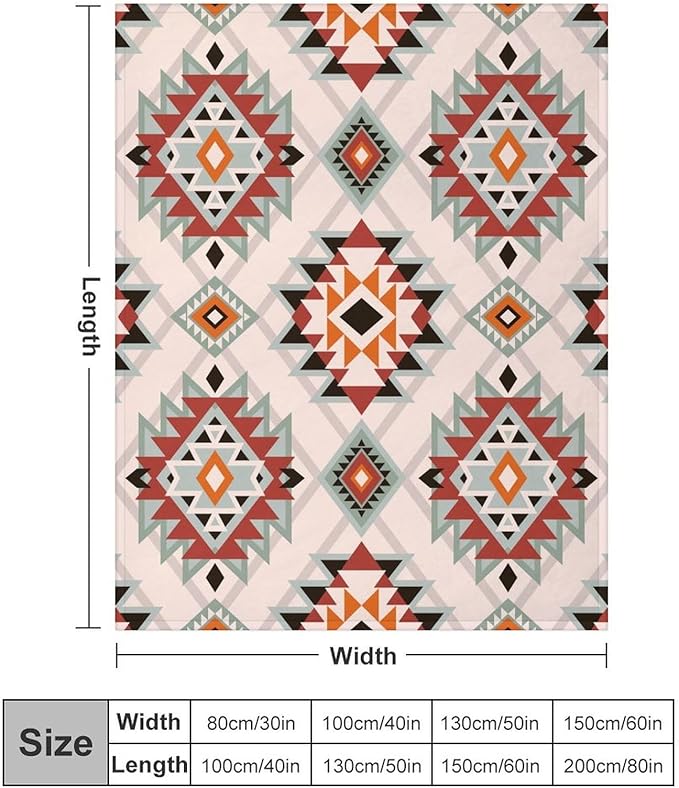 Southwest Style Blanket, Boho Geometric Print Throw Blanket Tribal Aztec Blanket for Couch Bed Sofa Cover Throw Home DéCor 50"x60"