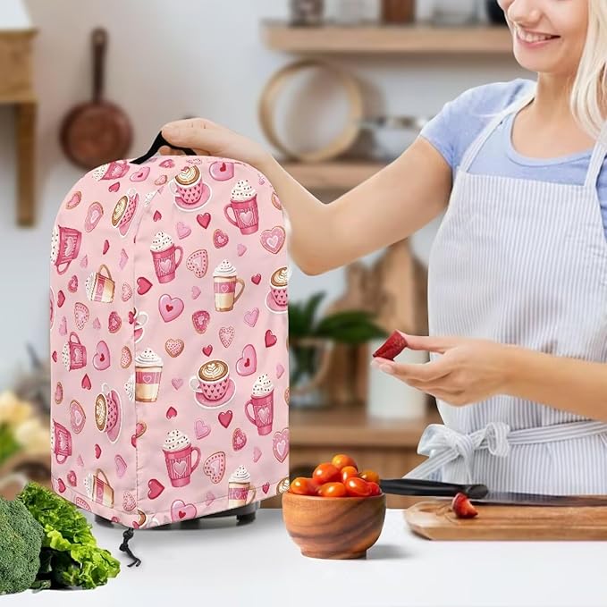 Valentine's Day Blender Dust Cover Kitchen Appliance Pink Food Processor Protective Cover Juice Maker with Top Handle