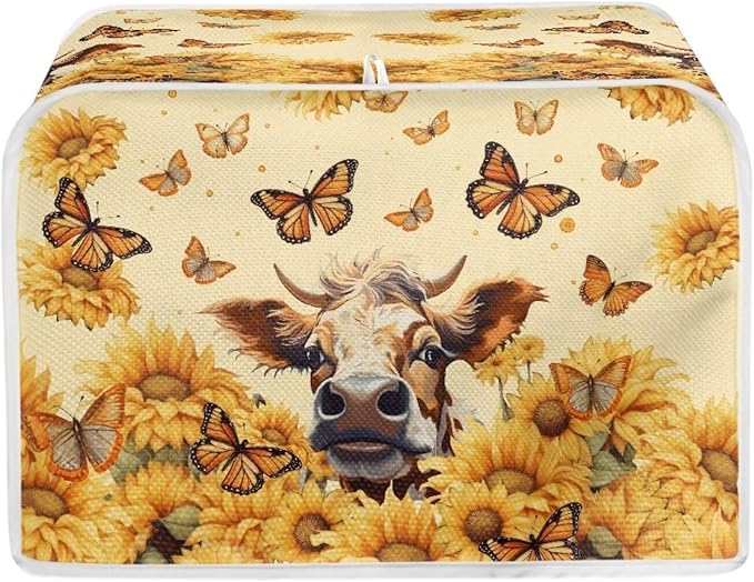 Sunflower Butterfly Butterfly Printed Toaster Cover for Anti-Dust and Fingerprint, Kitchen Small Appliance, Microwave Toaster Oven Cover Decorative Accessories for Kitchen