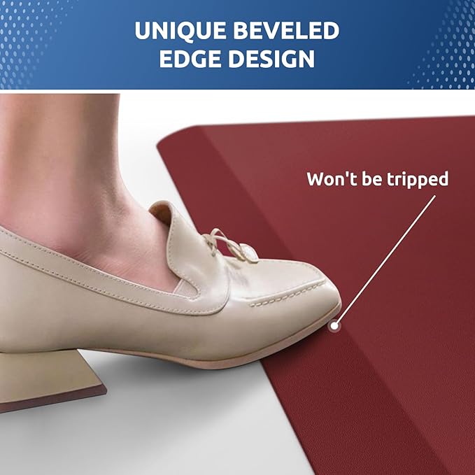 KitchenClouds Kitchen Mat Cushioned Anti Fatigue Kitchen Rug 0.8inch Waterproof Non Slip Kitchen Rugs and Mats Standing Desk Mat Comfort Floor Mats for Kitchen Sink Office (17.3"x60",Red)