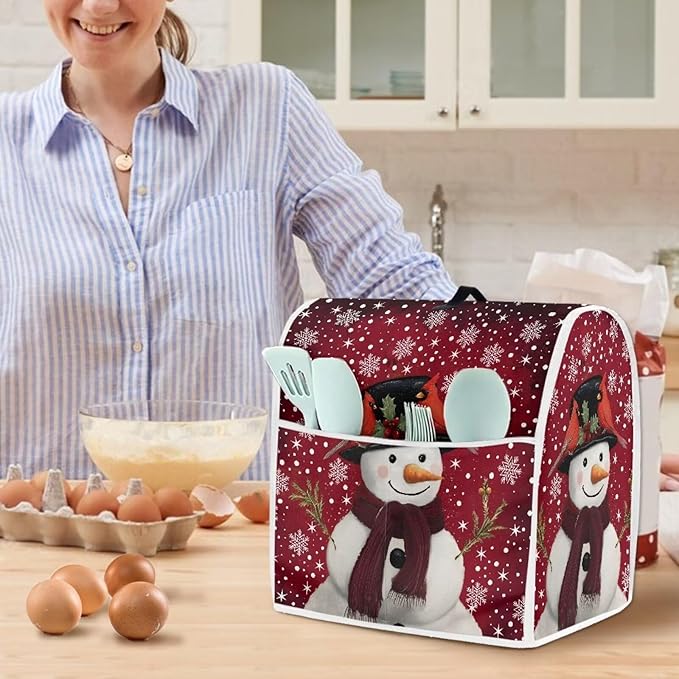 Christmas Mixer Cover for Kitchen Aid 4.5-5 Qt Mixer, Snowman Small Appliance Dust Covers Universal for Air Fryers, Coffee Makers, Kitchen Decor Gift for Christmas