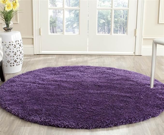 SAFAVIEH Milan Shag Collection 3' Round Purple SG180 Solid Non-Shedding Living Room Bedroom Dining Room Entryway Plush 2-inch Thick Area Rug