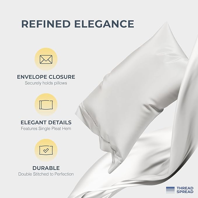 THREAD SPREAD 100% Egyptian Cotton Split King Sheets Sets for Adjustable Bed - Luxury 1500 Thread Count Split Top King Sheets (5 PC, Light Grey), Soft, Cooling, Sateen Weave 17" Deep Pocket Sheet Set
