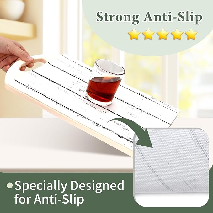 Shelf Liner for Kitchen Cabinets Non Adhesive Drawer Liner 17in x 20FT White Grain Non-Slip Thickened Shelf Liner Paper Strong Easy to Clean for Tool Box Refrigerator with Knife and Tape Measure