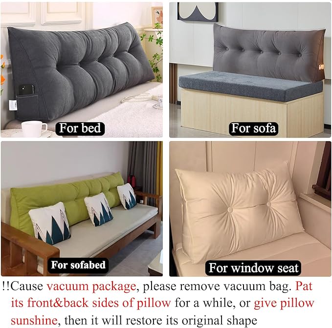 SAMTY Triangular Wedge Pillow headboard California King Size for Couch Large headboard Pillow with Removable Cover Back Rest Pillows for Sitting up in Bed