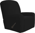 Easy-Going 4 Pieces Oversized Recliner Stretch Sofa Slipcover Sofa Cover Furniture Protector Couch Soft with Elastic Bottom Polyester Spandex Jacquard Fabric Small Checks Black X-Large