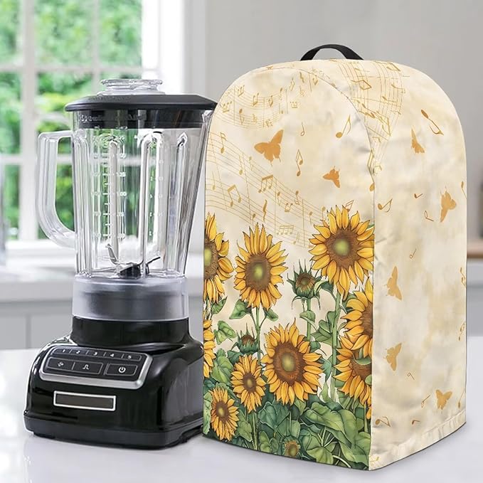 Butterfly Music Sunflower Blender Covers Food Processor Juicer Appliance Cover Waterproof Fabric Kitchen Appliance Covers Fits Most Models