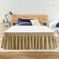 King Bed Skirt, Elastic Wrap Around Bed Skirt King Size, Bed Skirts for Adjustable Bed, Easy Fit with 18" Drop Length Tailored Drop Dust Ruffle (Beige)