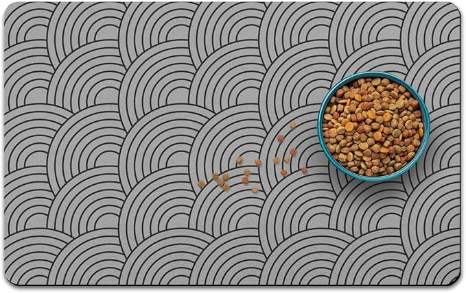 Dog Food Mat for Floors, Absorbent and Quick-Drying Pet Cat Food Mat,Anti-Fouling and Easy-to-Clean Pet Feeding Mat,Dog Bowl Mats for Messy Drinking Water Bowls.17x27inch Boho Style