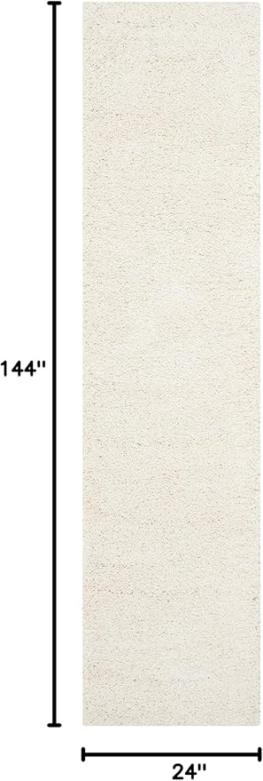SAFAVIEH Milan Shag Collection Runner Rug - 2' x 12', Ivory, Solid Design, Non-Shedding & Easy Care, 2-inch Thick Ideal for High Traffic Areas in Living Room, Bedroom (SG180-1212)