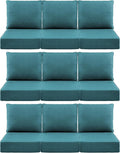 Luxury 6" Outdoor Cushions for Patio Furniture, 24x24x6" Thick Seat Cushion Set of 9, Fade Resistant Couch Chair Replacement Cushions High Density Deep Wicker Chair Cushion w/ Removable Cover, Green