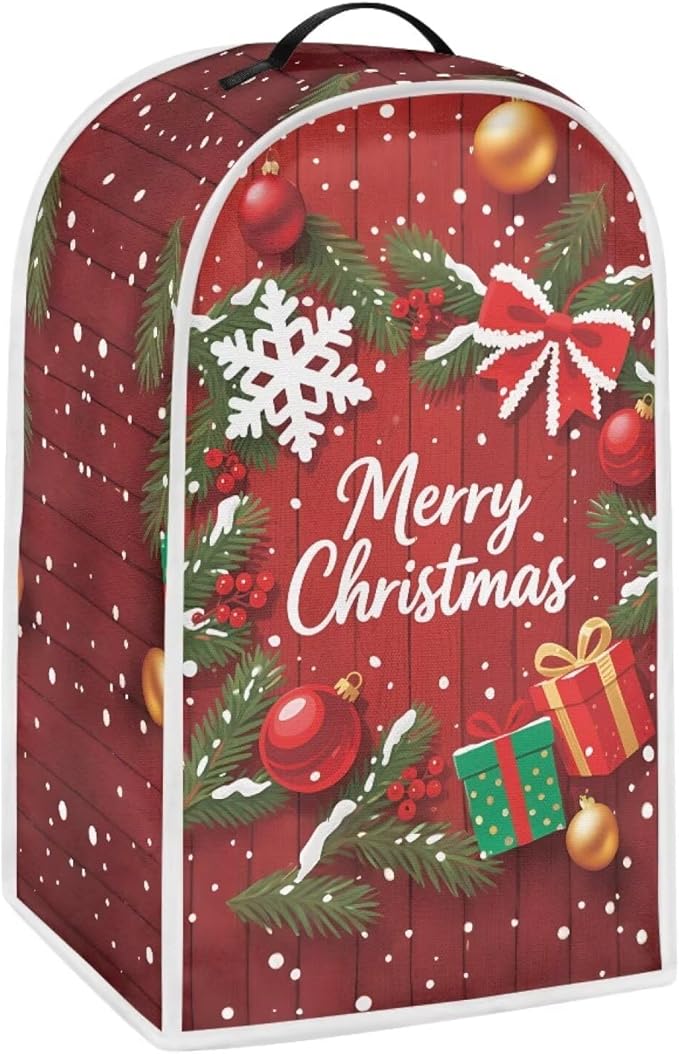 Merry Christmas Blender Cover Dust Cover for Kitchen Washable Food Processor Dust Covers with Handle Easy to Install Protection Covers for Stand Mixer Juice Machine Gift for Christmas