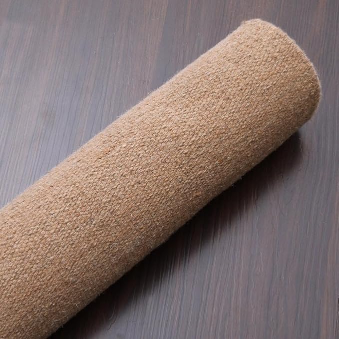 Rugsotic Carpets Hand Woven Flat Weave Kilim Wool ECO-Friendly Area Rugs - 8'x10', Rectangle Shape, Light Brown Color, Solid Plain Design, Low Pile Handmade Rugs for Living Room (D00111)