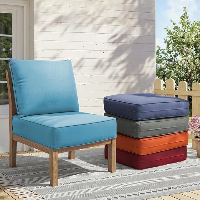 Outdoor Cushion Set for Furniture Patio Furniture, UV Resistant, Water Resistant - 6 Inch Thick Foam Garden Cushions– 22x24 Inch Patio Seat Covers for Chair/Sofa/Couch | Light Blue | 4-Pack |