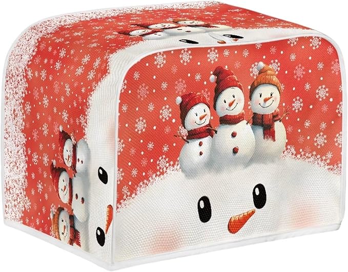 Christmas Snowman Printed Toaster Cover - Anti-Dust & Fingerprint, Snowflake Print Toaster Covers for Kitchen Small Appliance & Microwave Oven Decor Accessories