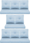 8-Piece Outdoor Patio Cushion Set - Fade & Water Resistant with Removable Olefin Cover, 22x24x4 Inch Memory Foam Cushions for Wicker Sectional Sofa – Baby Blue/Buckle