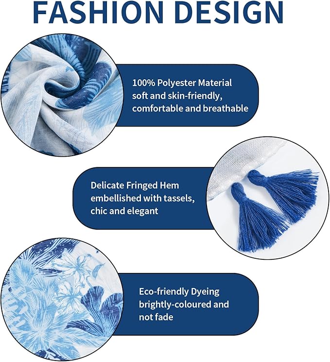 Scarf for Women Lightweight Soft Floral Leopard Printed Scarves Fall Winter Fashion Shawl Wrap with Fringe
