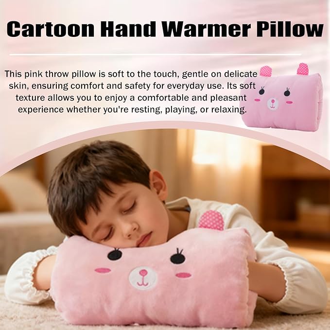 Kids Cartoon Hand Pillow Hand Warmer,Multifunction Home Animal Doll Plush Muffs Cartoon,Soft Cotton,for Napping,Travel Essentials (model2)