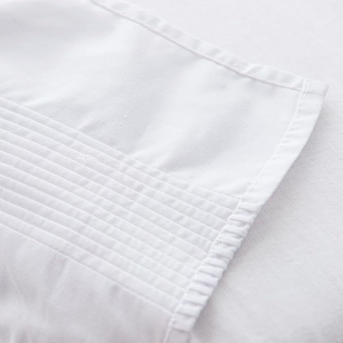 Valea Home Bed Skirt with Stitch on White Dust Ruffle with Split Corners, Durable Elegant Luxury Bedskirt King 14-inch Tailored Drop