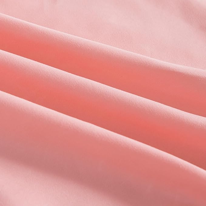 Bed Skirt Queen Size Ruffled Bed Skirt with Split Corners, 14 Inch Drop Dust Ruffle Bed Skirt with Platform,14 Inch, Peach